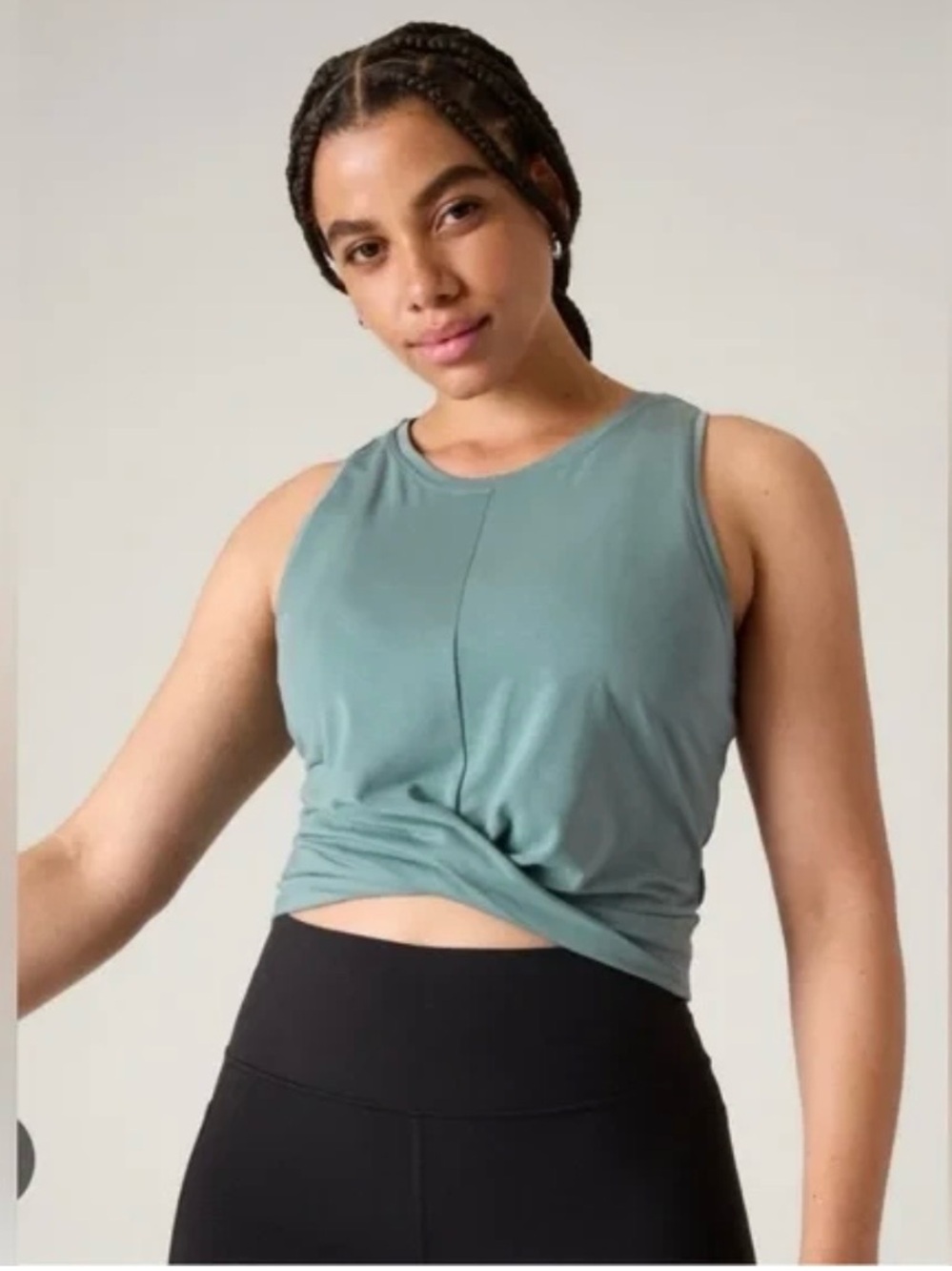 Athleta Twist-Knot Crop Tank Top in Sage